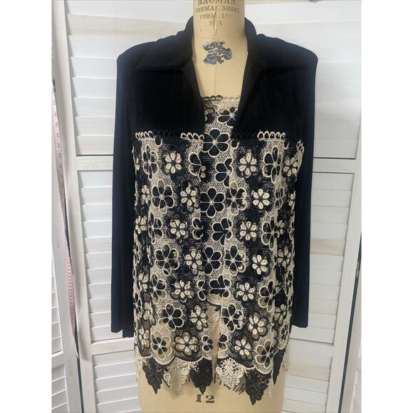 Vintage 90s 2 Piece Amanda Paris London New York Jacket Tank Black Sz Small - Picture 1 of 11